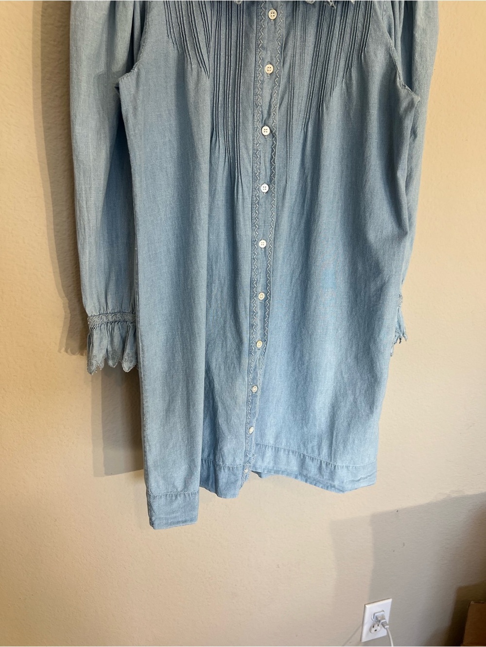 Doen Wing mini shirt dress in Parisian Chambray blue cottage core romantic M - Picture 11 of 16